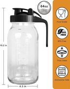 Mason Jar Pitcher Set of 2-64oz Airtight & Leakproof Glass Pitcher - Image 2