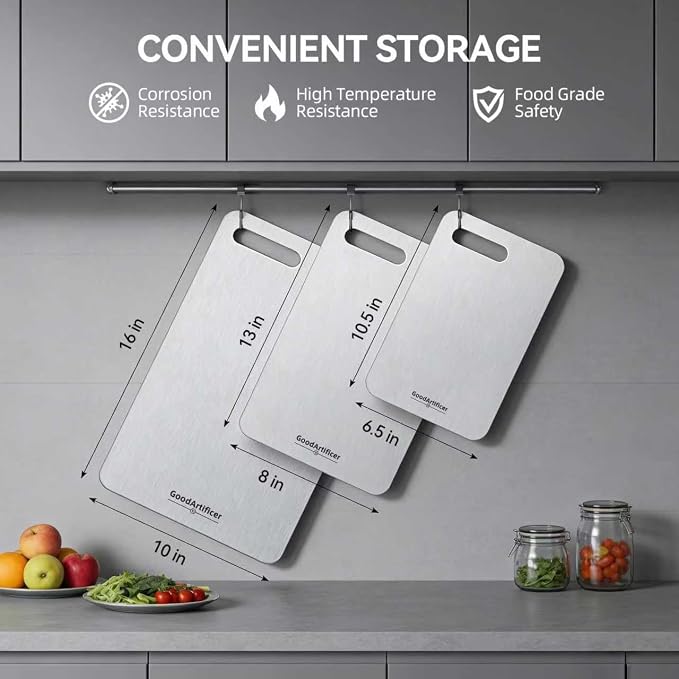 Titanium Cutting Boards Set of 3, 100% Pure Titanium Kitchen Cutting Board - Image 4