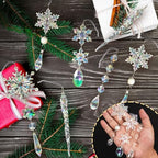 Crystal Christmas Tree Ornaments, 32pcs Iridescent Acrylic Snowflake Icicle - Image 2