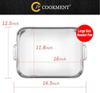 JY COOKMENT Roasting Pan with Baking Rack, 16.5 Inch Stainless Steel Turkey - Image 4