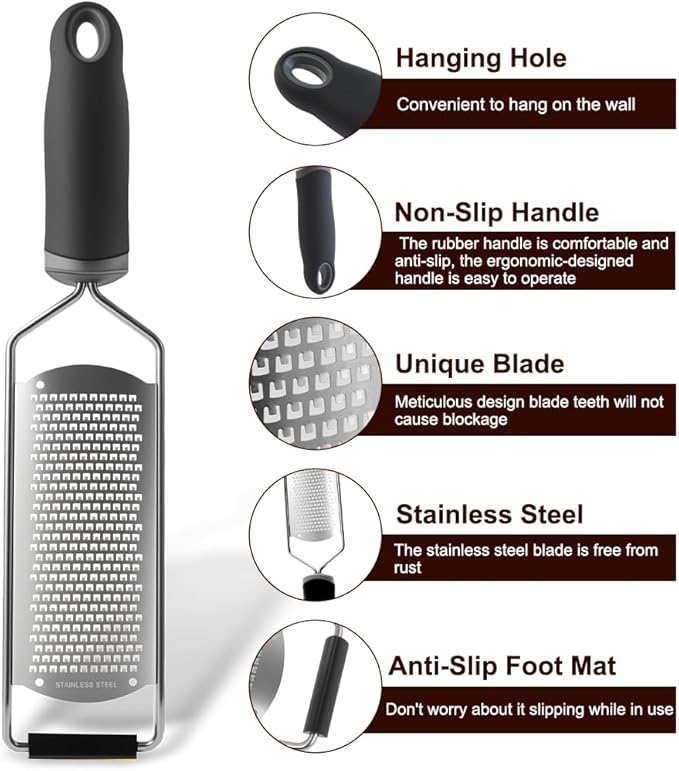Upgraded Lemon Zester & Cheese Grater, Food Grade Stainless Steel None-Slip - Image 4