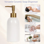 Natheeph 14OZ Ceramic Soap Dispenser Ceramic Soap Pump Dispenser Can Fill Liquid - Image 7