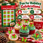 Oasis Supply Christmas Presents Edible Icing Decorations – 15 Count – Green Gift Box Cake & Cupcake Toppers for Cookies, Cakes, Cupcakes & Holiday Desserts - Image 5