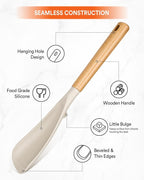 Cooking Spoon for Nonstick Cookwares, Wood Handle Spoon for Mixing, and Scrape - Image 4