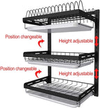 junyuan Hanging Dish Drying Rack Wall Mount, Dish Racks Drainer, 3 Tier Kitchen - Image 3