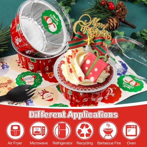 Christmas Mini Cake Pans with Lids, Aluminum Foil Mini Muffin Tins, 30Pack - Image 4