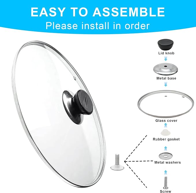 10.25 Inch Glass Lid for Frying Pan Tempered Glass Pot Lid - Image 3