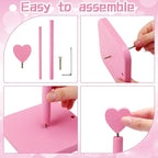 Leinuosen Valentines Day Pink Heart Paper Towel Holder Cute Heart Wooden Paper - Image 4