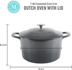 MARTHA STEWART Gatwick 7-Quart Enamel Cast Iron Dutch Oven – Classic Grey – - Image 2