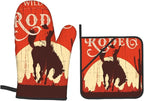 Oven Mitts and Pot Holders Sets of 4, Cowboy Horse Sunset Saguaro Desert Wild - Image 9
