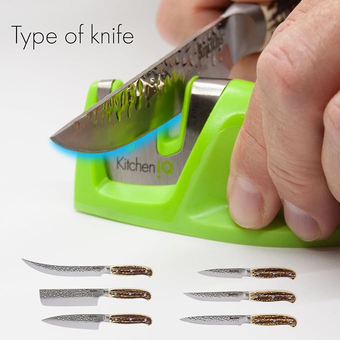 KitchenIQ 51422 | Edge Grip 2-Stage Knife Sharpener | Green – 3 Pack | Coarse & - Image 8