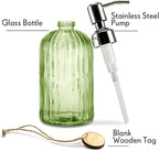 JASAI 18 Oz Vertical Striped Green Soap Dispenser - Image 2