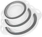 Collapsible Colander 3-Pack Set Space-Saving Foldable Kitchen Strainer by CLUREN