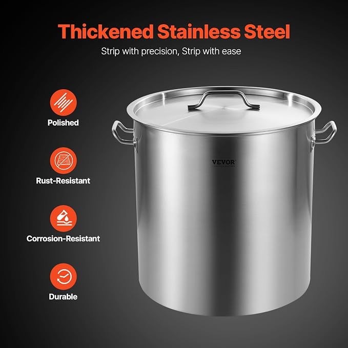 VEVOR Stainless Steel Stockpot, 84 Quart Large Cooking Pots, Cookware Sauce Pot - Image 3