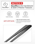 2 Pcs 12-inch Cooking Tweezers Tongs Precision Serrated Tips, Stainless Steel - Image 4