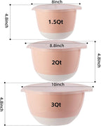 3 Mixing Bowls Set with Lids, Pour Spout and TPR Bottom, Plastic Nesting Bowl - Image 7