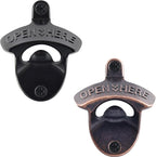 Old Fashion Bottle Opener Wall Mounted Stainless OPEN HERE Black Screw in Wall by Wallmountedbottleopener