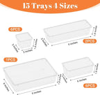 SpaceHacks 15 PCS Clear Plastic Drawer Organizer Set, 4-Size Acrylic Drawer - Image 3