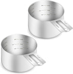2PCS 1Cup Single Measuring Cup, Etched Inner Scale Stainless Steel Measure Scoop by BERYLER