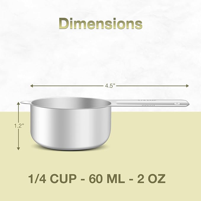 1PCS 1/4Cup Single Measuring Cup, Etched Inner Scale Stainless Steel Measure - Image 2