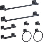 Matte Black Bathroom Hardware Set 8 Pieces, Towel Bar Set Stainless Steel Wall by bluebyrne
