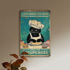 Funny Retro Cat Metal Tin Sign Vintage Kitchen Signs Wall Decor Cat Art Kitty Cats Signs For Home Coffee Bar Cat Art I Just Baked You Some Cakes Sign 8x12 Inch - Image 3