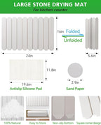 White Stone Drying Mat for Kitchen Counter, Diatomaceous Dish Drying Mat 16x24 - Image 2