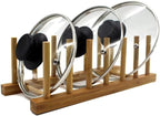 INNERNEED Bamboo Wooden Dish Rack, Vertical Plate & Lid Organizer - Image 4