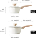 Kordisen Sauce Pan Set with Lid, 1.5Qt & 2.5 Qt Nonstick Cooking Pots with Pour - Image 2