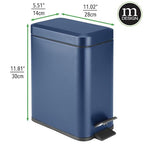 mDesign Small Modern 1.3 Gallon Rectangle Metal Lidded Step Trash Can, Compact - Image 3