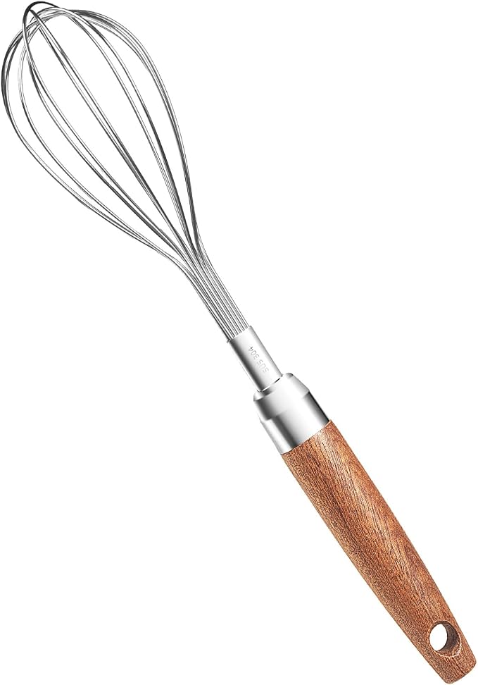 Stainless Steel Wire Whisk, Wooden Handle Kitchen Multi Function Non Stick by EVNSIX