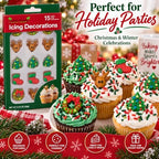 Oasis Supply Christmas Edible Cake Decorations, 15 Count – Holiday Candy Cupcake Toppers with Trees, Boots, Reindeer & Wreaths for Cakes, Cupcakes, Cookies & Desserts - Image 6