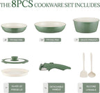 Ceramic Cookware Set Non Stick 8Pcs Pots and Pans Set Detachable Handle - Image 2