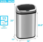 Bigacc Kitchen Trash Can | Stainless Steel 13 Gallon Trash Can | 50L Touch Free - Image 3
