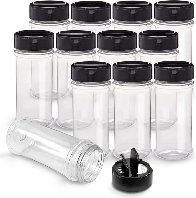 RoyalHouse 12 Pack 5.5 Oz Plastic Spice Jars by RoyalHouse