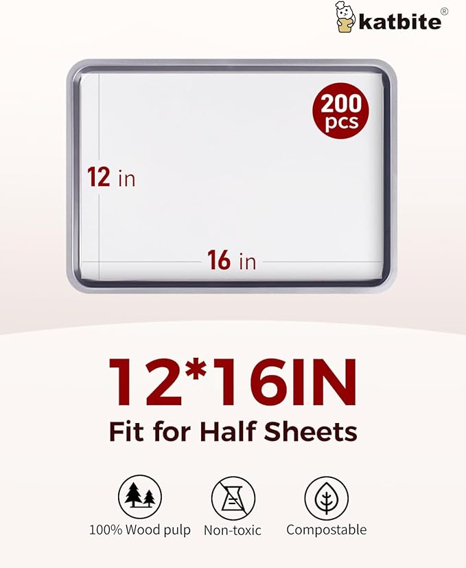 Katbite 200PCS 12x16 In Heavy Duty Flat Parchment Paper, Parchment Paper Sheets - Image 2