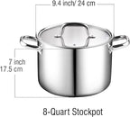 Cook N Home Stainless Steel Stockpot 8 Quart, Tri-Ply Clad Soup Pot - Image 3