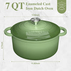 Umite Chef Enameled Cast Iron Dutch Oven-7QT Pot - Image 2