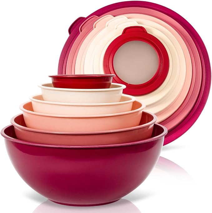 WHYSKO Mixing Bowl Set, 12 Piece Colorful Plastic Mixing Bowls - Image 7