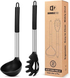 Silicone Pasta Fork and Ladle Spoon Set, Large Non Stick Kitchen Utensils by BUNDLEPRO