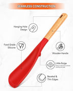 Cooking Spoon for Nonstick Cookwares, Wood Handle Spoon for Mixing, and Scrape - Image 3