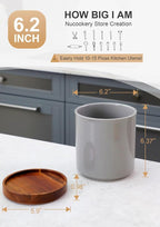 Nucookery 360°Rotating Utensil Holder, 7.2" Large Utensil Crock, Farmhouse - Image 2