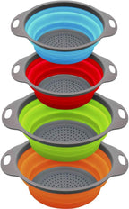 QiMH Collapsible Colander and Strainer Set of 4, Food-grade Sturdy Plastic Base by Qimh