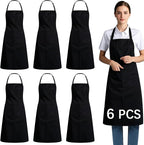 Bib Apron - Unisex Black Aprons 6 Pockets Cooking Kitchen Apron by WelcometoARKBAODAN