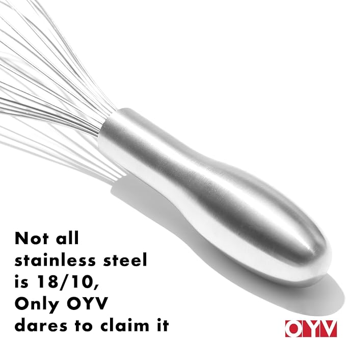 OYV 12" Whisk for Cooking, Ergonomic Handle, Dishwasher Safe 18/10 Stainless - Image 3
