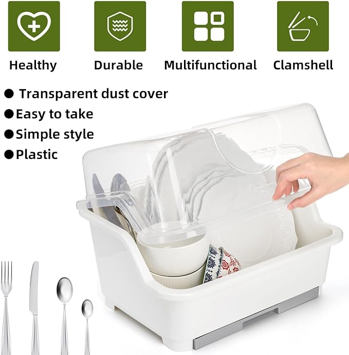 Dish Drying Rack, Plastic Plate Cup Dryer Holder - Image 4