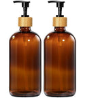 GMISUN Amber Glass Soap Dispenser, 2 Pack Bathroom Hand Soap Dispensers by GMISUN