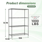 BestOffice 4-Tier Wire Shelving Unit, 1000 LBS Heavy Duty Metal Storage Shelves - Image 3