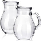 Leinuosen 2 Pcs Glass Pitcher Elegant Shaped Glass Tea Pitcher Coffee Milk by Leinuosen
