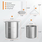 Bonnlo 30QT Aluminum Stock Pot for Boiling Seafood, Crawfish & Crab, Frying - Image 6